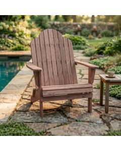Cadeira Adirondack em Madeira Maciça 1 Lugar Ergonômica Area Externa Nogueira