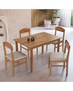 Mesa Genova 120x80 Cm para Sala com 4 Cadeiras Capri 4 Lugares Design Moderno - Amêndoa