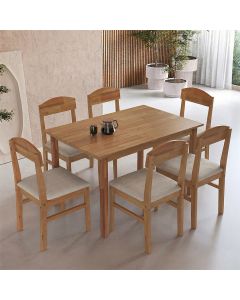 Mesa Genova 160x90 Cm para Sala com 6 Cadeiras Capri 6 Lugares Decorativa - Amêndoa