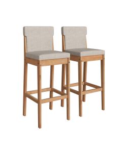 Kit 2 Banquetas Altas Arezzo para Bancada e Cozinha com Design Moderno - Amêndoa