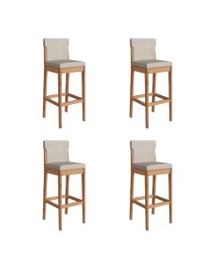 Conjunto 4 Banquetas Altas Arezzo para Bancada e Cozinha Design Moderno - Amêndoa