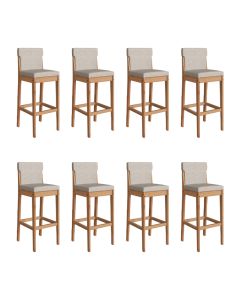 Kit 8 Banquetas Altas Arezzo para Bancada e Cozinha com Design Moderno - Amêndoa