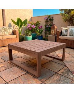 Mesa de Centro Brinley em Madeira Maciça Design Sofisticado para Salas e Decoração Marrom