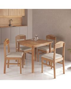 Conjunto Mesa Genova 80x80 Cm com 4 Cadeiras Capri para Uso Comercial - Amêndoa