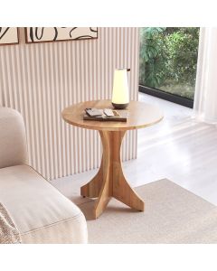 Mesa de Canto Geovani 60x60cm em Madeira Maciça para Sofá - Amêndoa