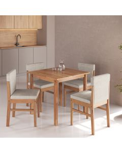 Conjunto Mesa Genova 80x80 Cm com 4 Cadeiras Arezzo para Área Gourmet - Amêndoa